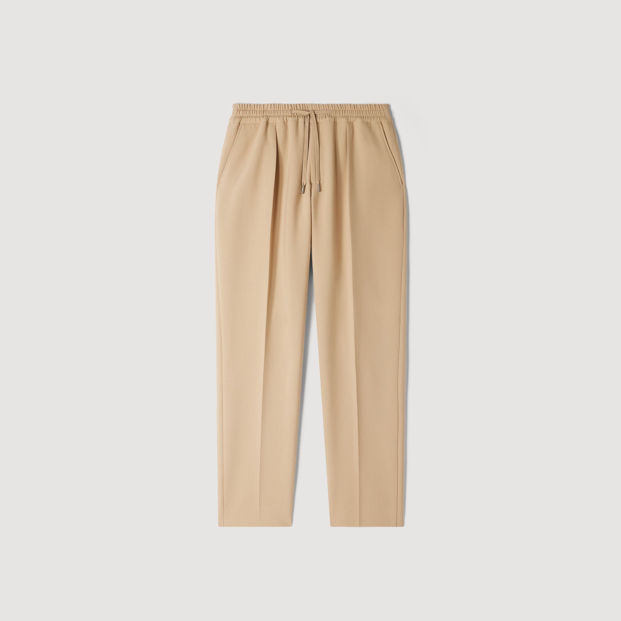 Jersey Pli Elasticated Straight Trousers Cappucino