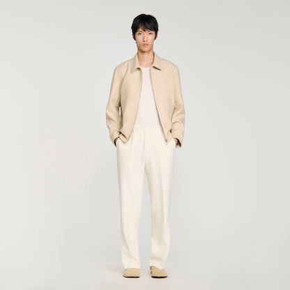 Large Jersey Wide-Leg Trousers Ecru