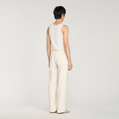 Large Jersey Wide-Leg Trousers Ecru