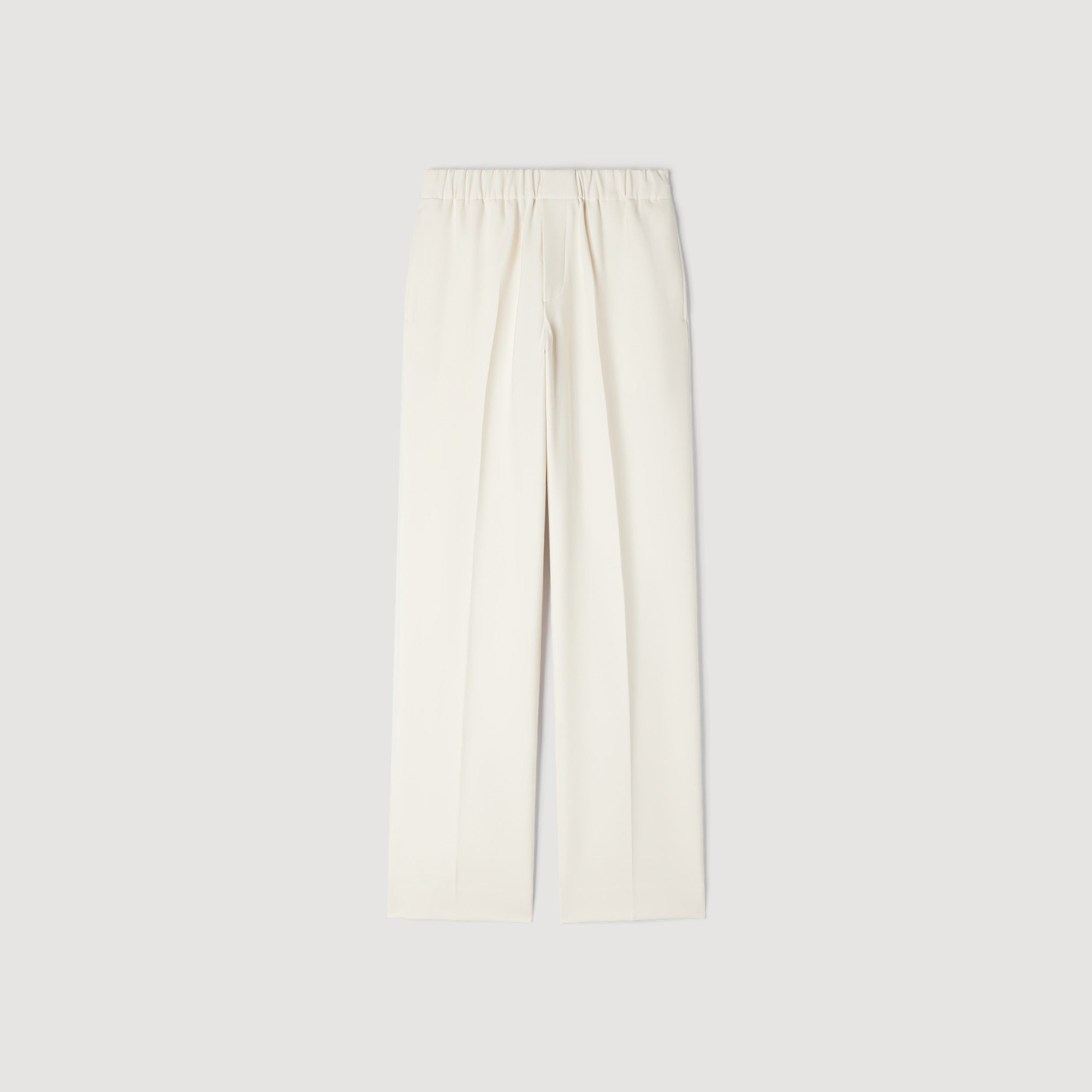 Large Jersey Wide-Leg Trousers Ecru