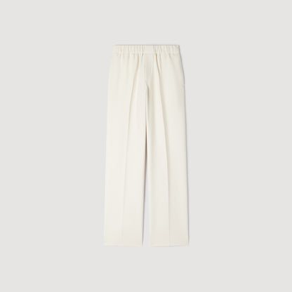 Large Jersey Wide-Leg Trousers Ecru