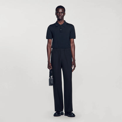 Large Jersey Wide-Leg Pants Black