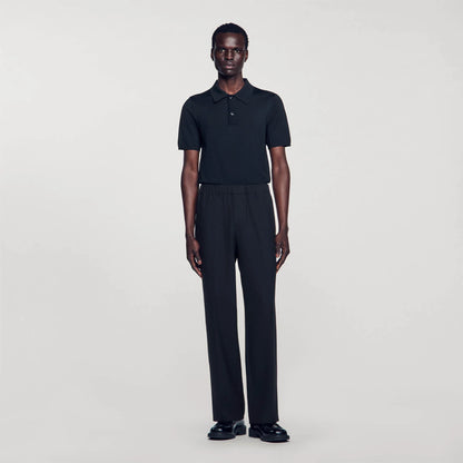 Large Jersey Wide-Leg Pants Black