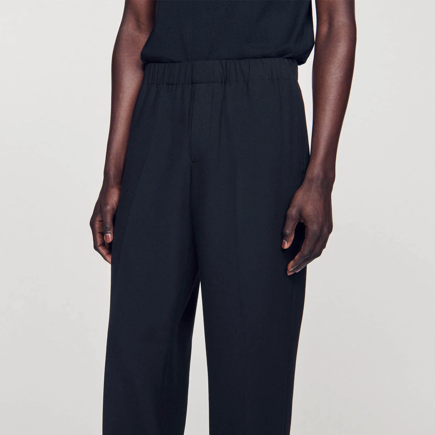 Large Jersey Wide-Leg Pants Black