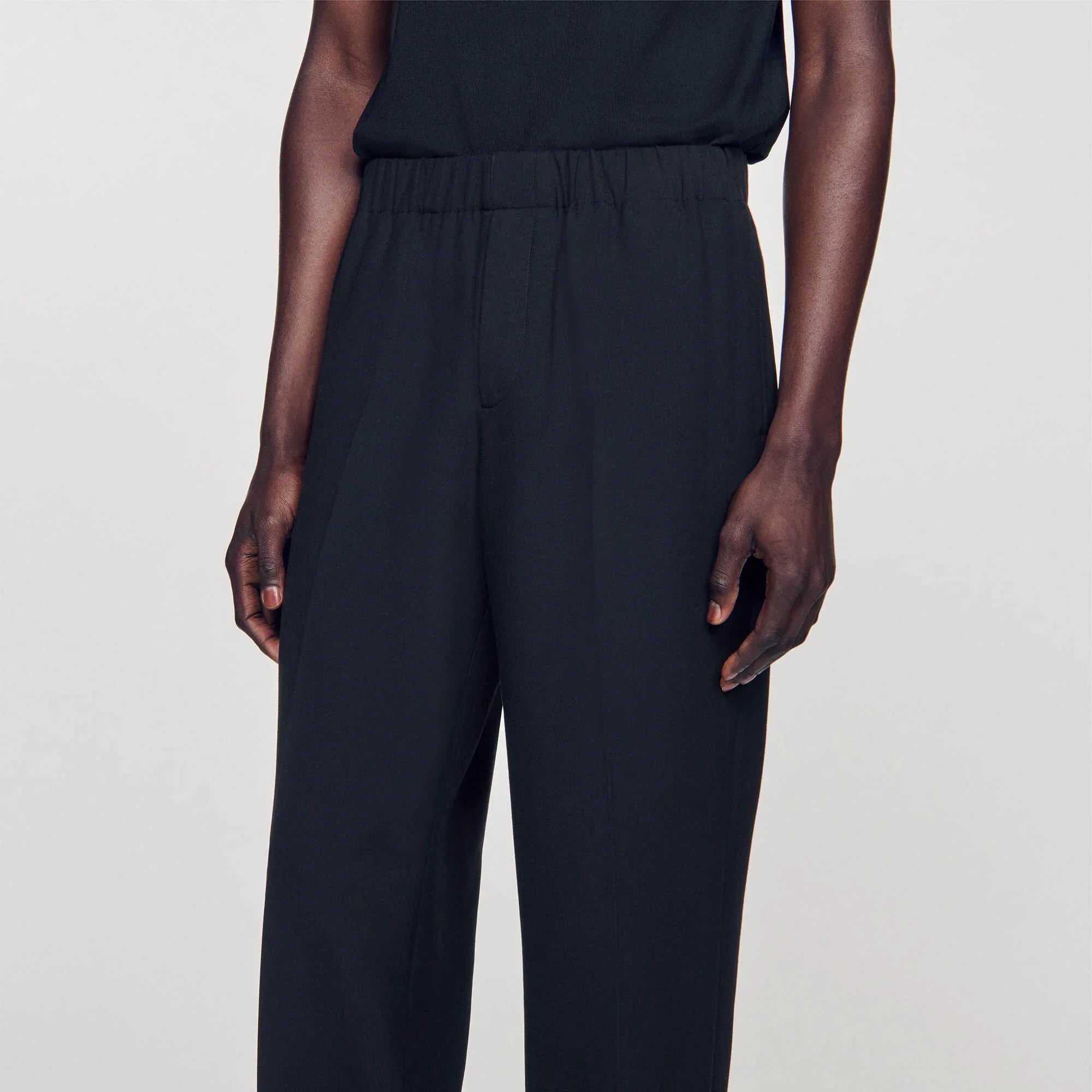 Large Jersey Wide-Leg Pants Black