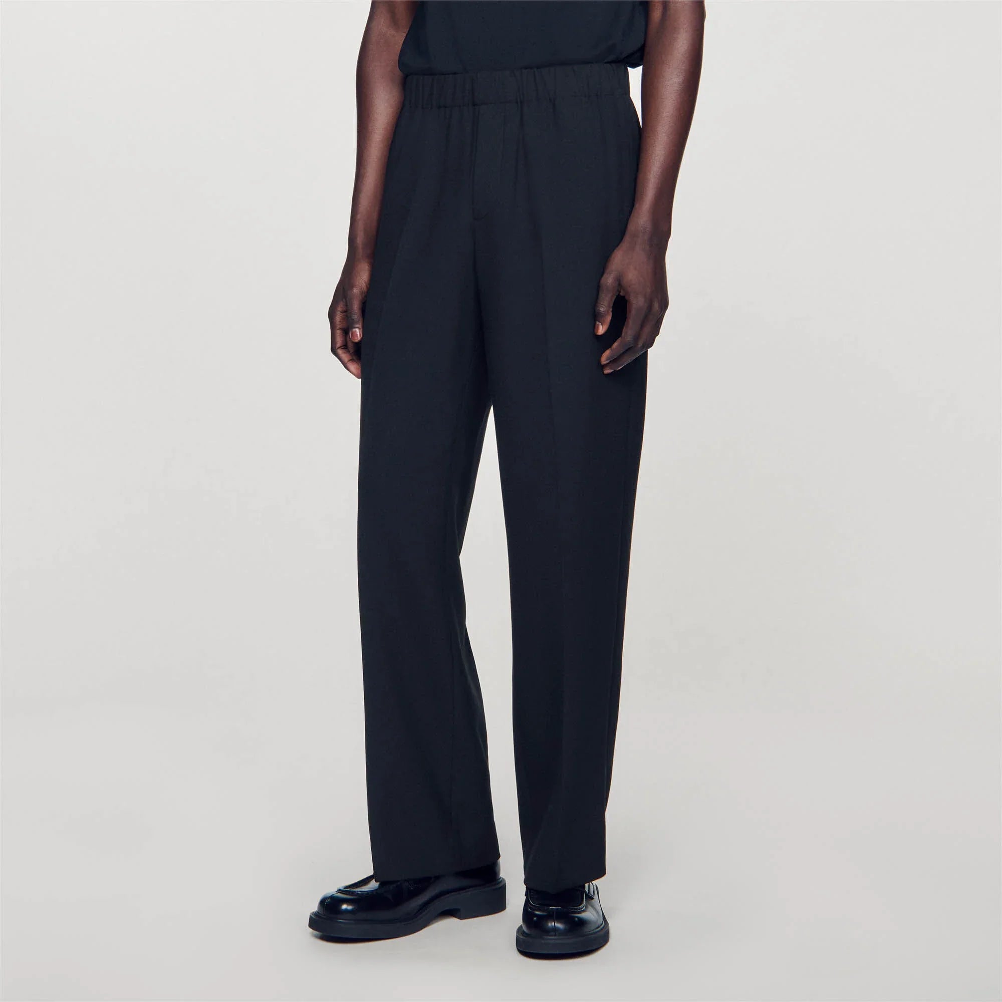 Large Jersey Wide-Leg Pants Black