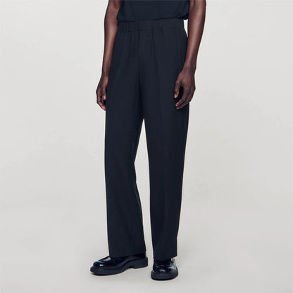Large Jersey Wide-Leg Pants Black