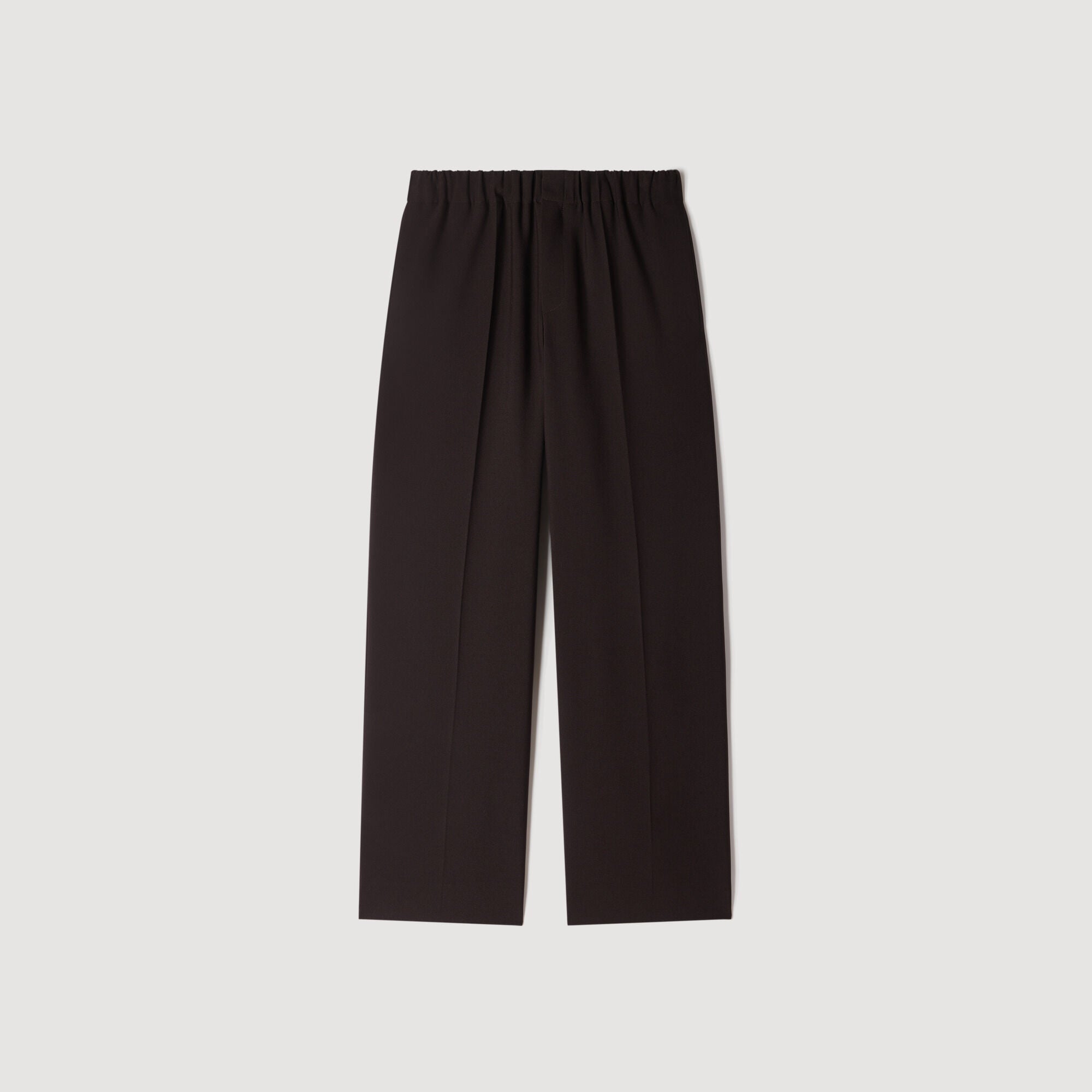 Large Jersey Wide-Leg Trousers Dark Chocolate
