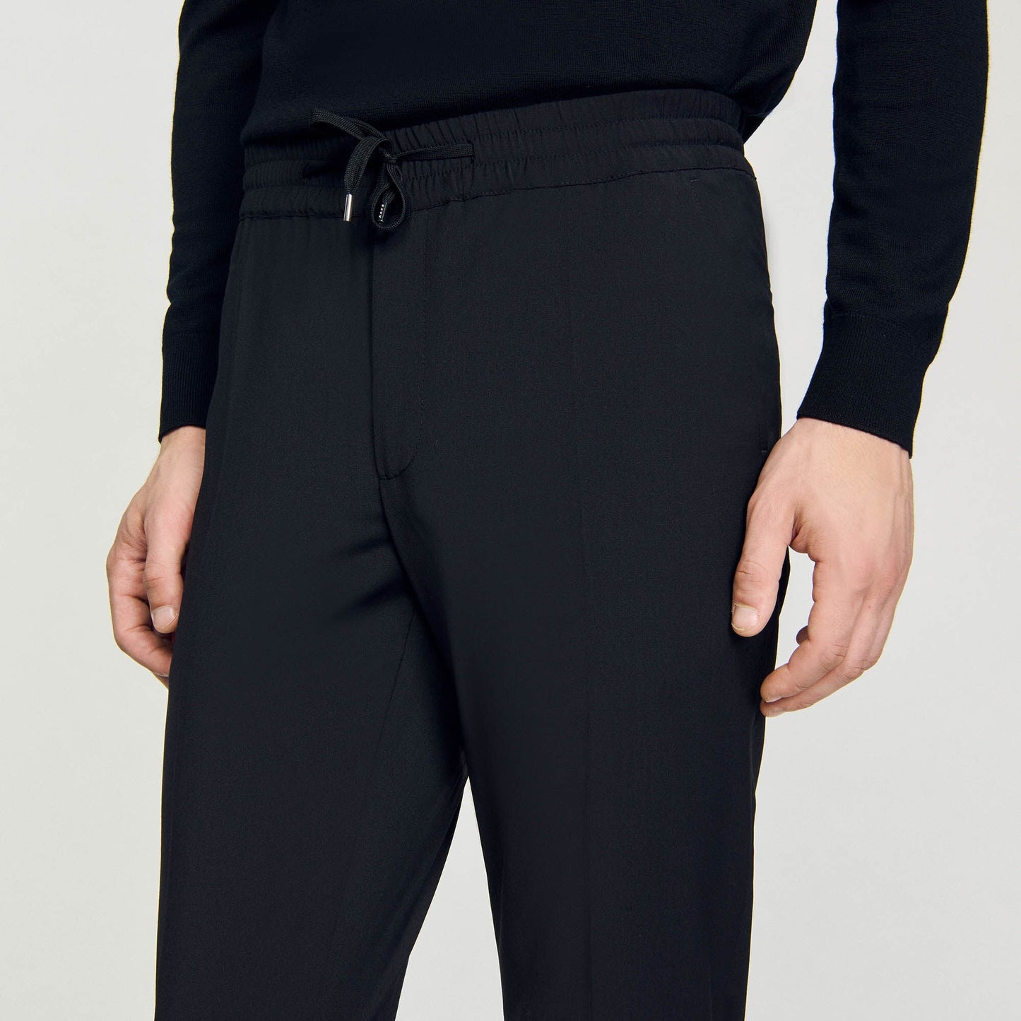 New Alpha Elasticated Straight-Leg Pants Black