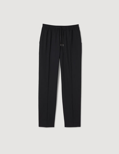 New Alpha Elasticated Straight-Leg Pants Black