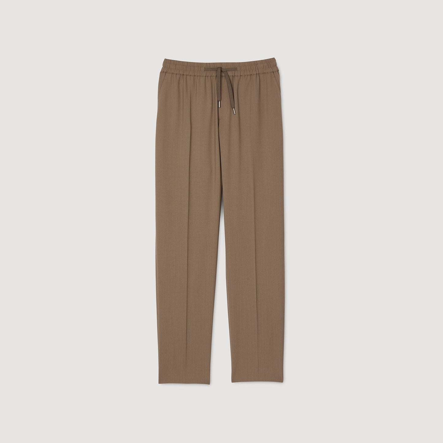 New Alpha Elasticated Straight-Leg Trousers Dark Sand