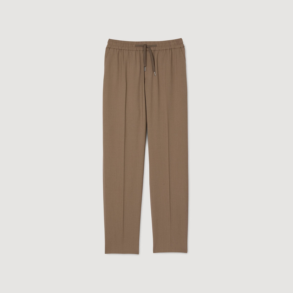New Alpha Elasticated Straight-Leg Trousers Dark Sand