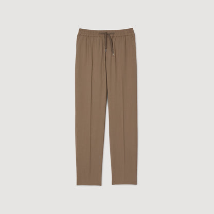 New Alpha Elasticated Straight-Leg Trousers Dark Sand