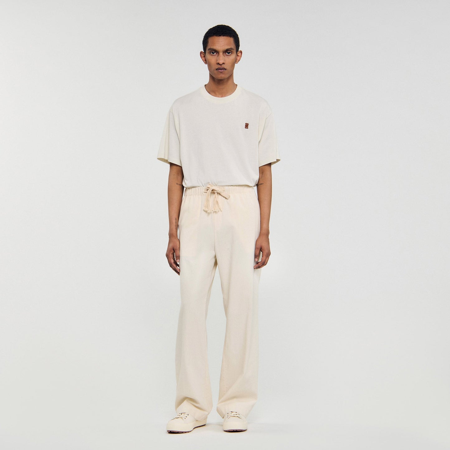 Rope Pant Wide-Leg Elasticated Cotton Trousers Butter Cream