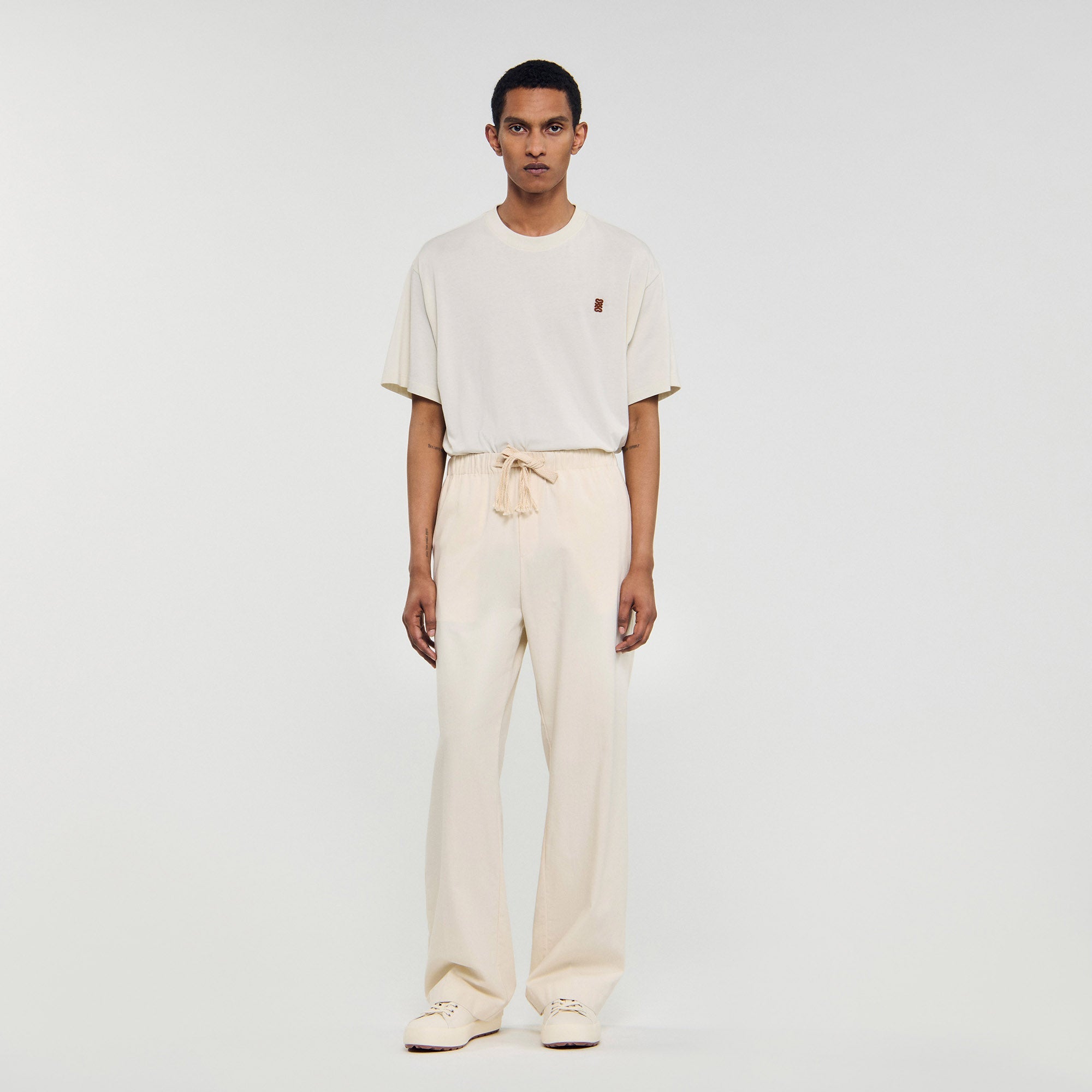 Rope Pant Wide-Leg Elasticated Cotton Trousers Butter Cream