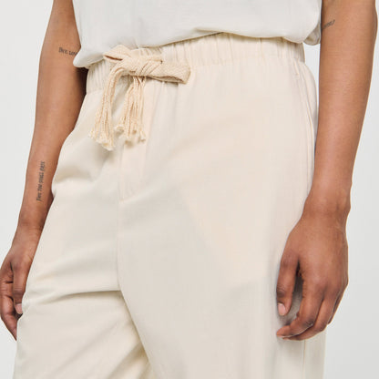 Rope Pant Wide-Leg Elasticated Cotton Trousers Butter Cream
