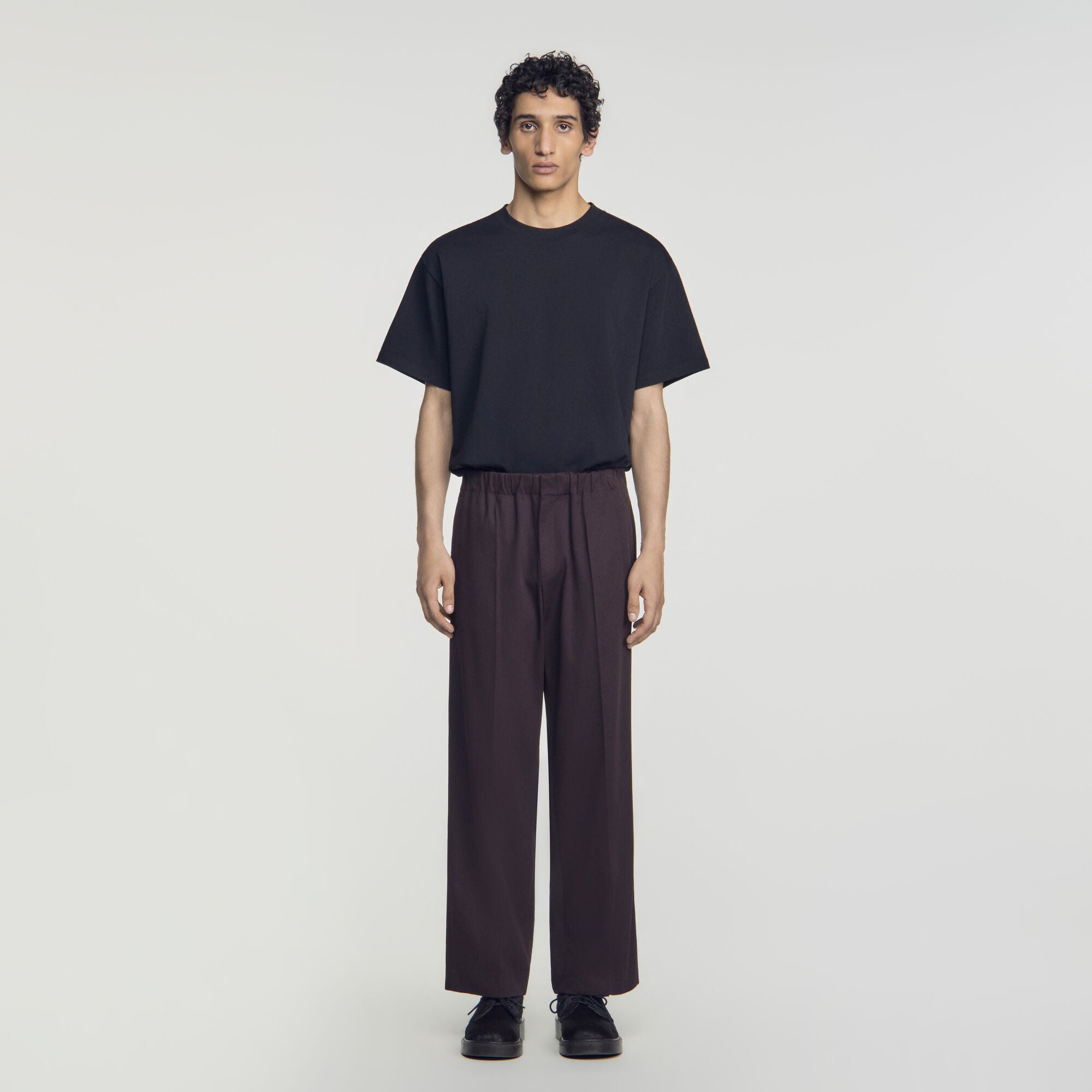 Alpha Cotton Large  Straight Leg Trousers Chocolate