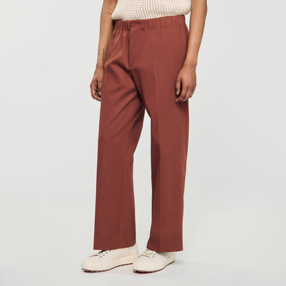 Elasticated Wide Leg Cotton Trousers Terra