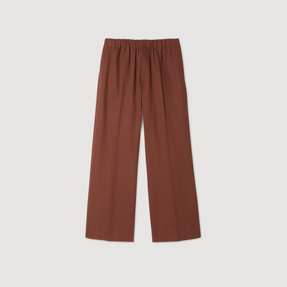 Elasticated Wide Leg Cotton Trousers Terra