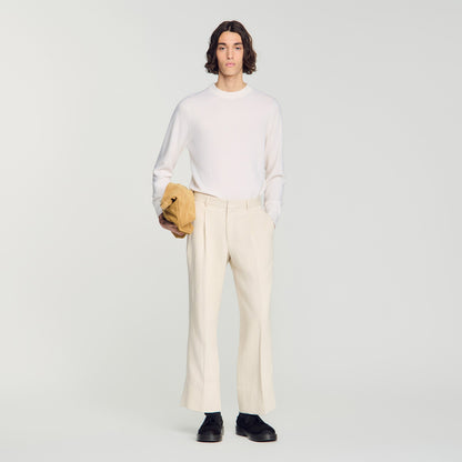 Pierre Pants Linen Wide-Leg Cotton Linen Trousers Ecru