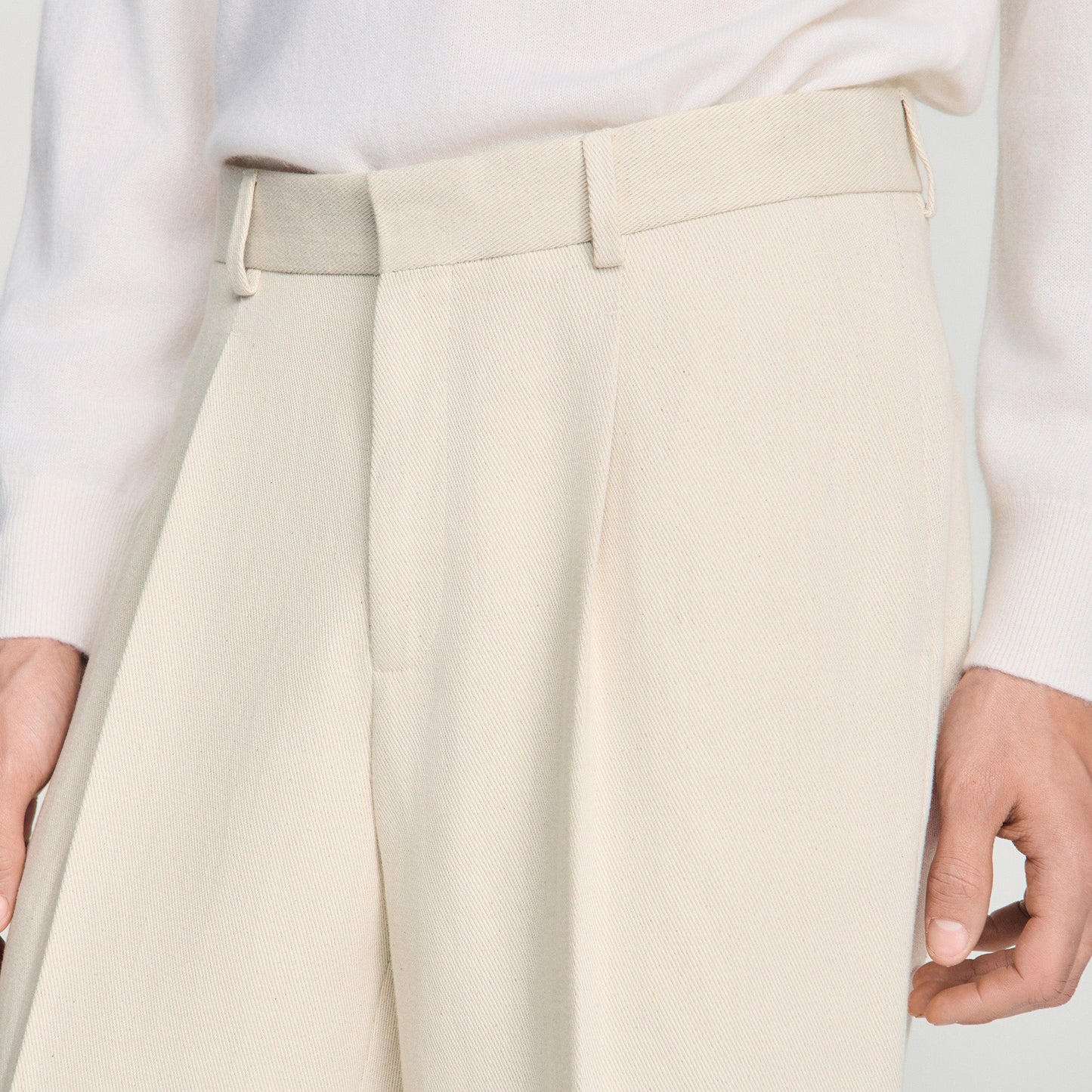 Pierre Pants Linen Wide-Leg Cotton Linen Trousers Ecru