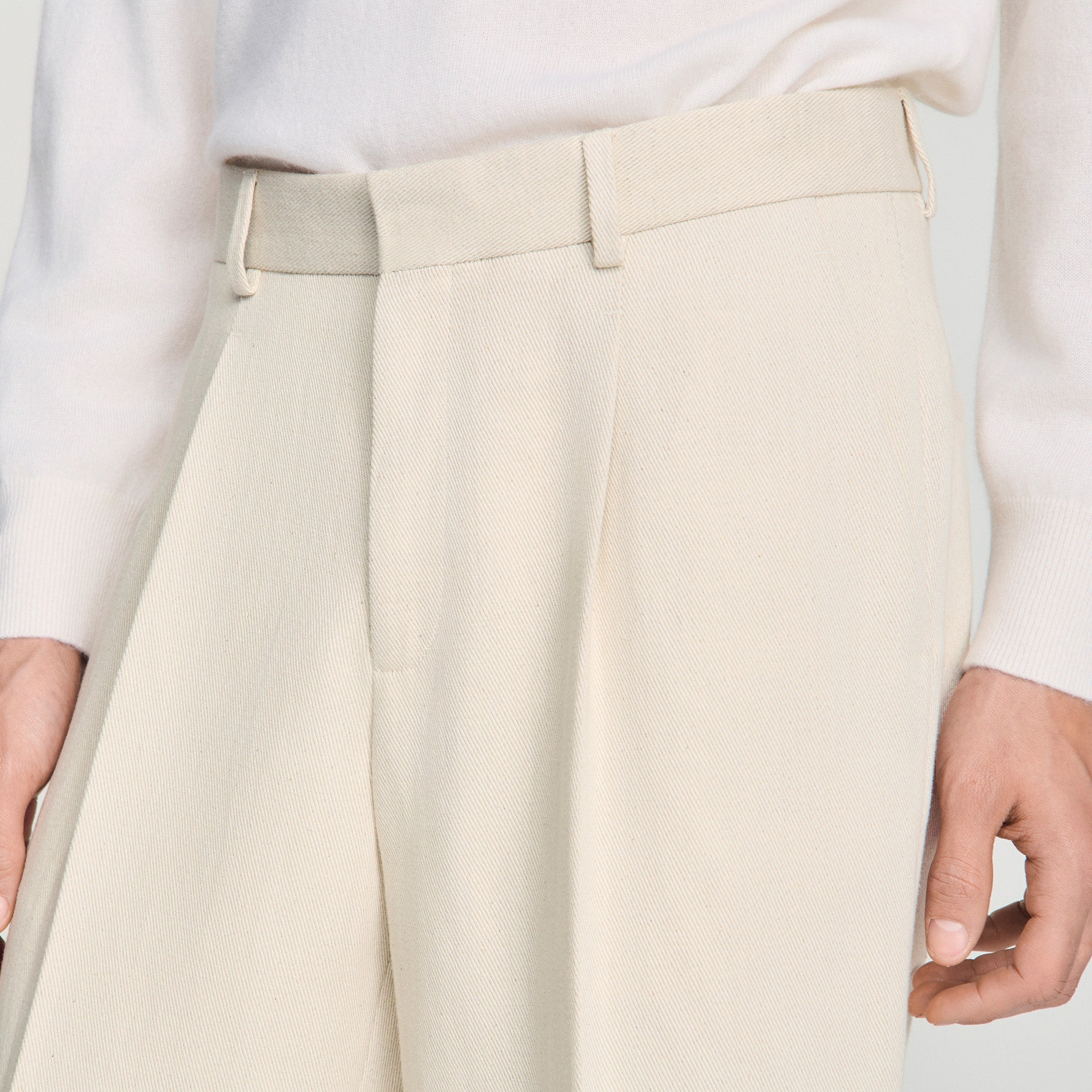Pierre Pants Linen Wide-Leg Cotton Linen Trousers Ecru