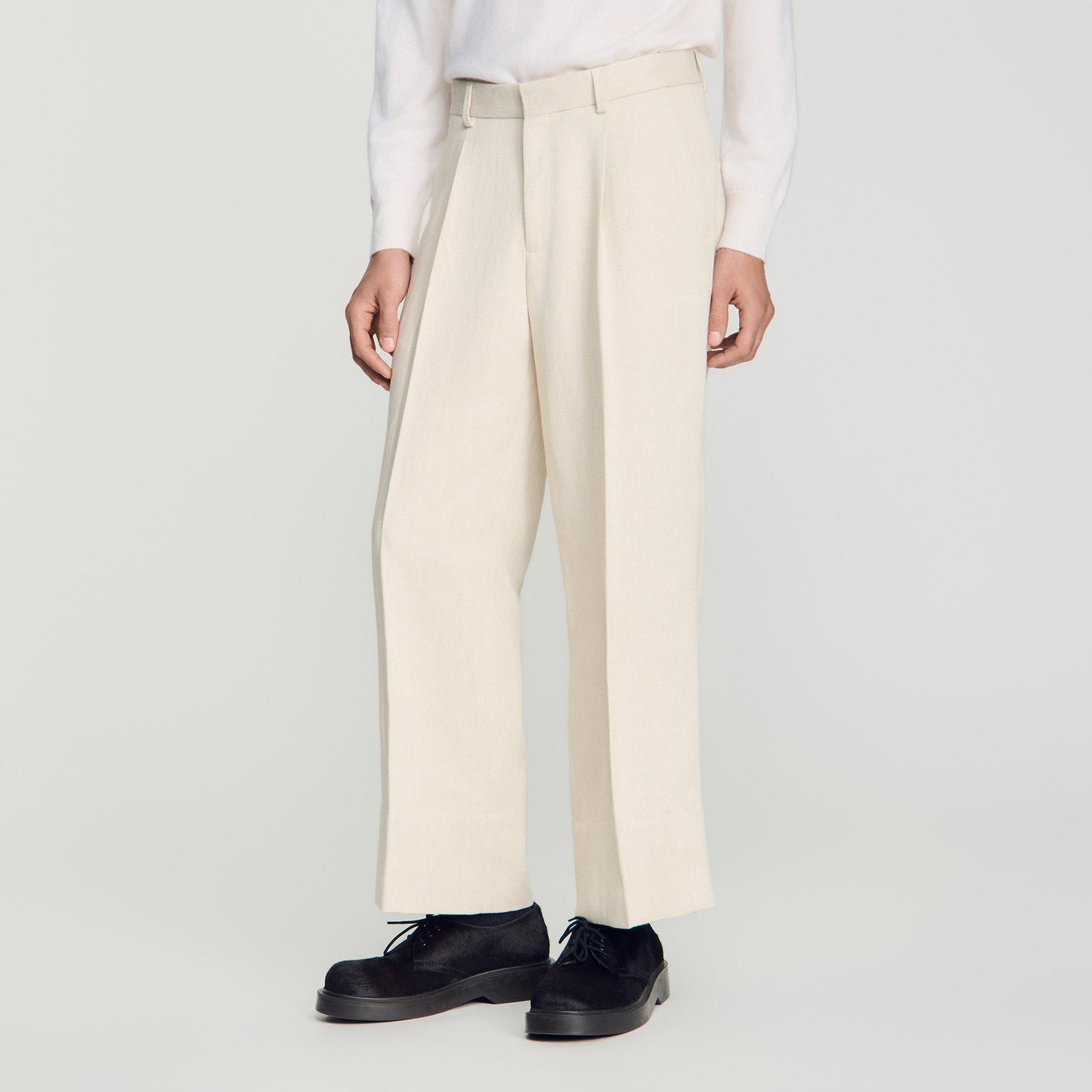 Pierre Pants Linen Wide-Leg Cotton Linen Trousers Ecru