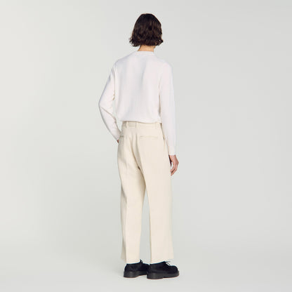 Pierre Pants Linen Wide-Leg Cotton Linen Trousers Ecru
