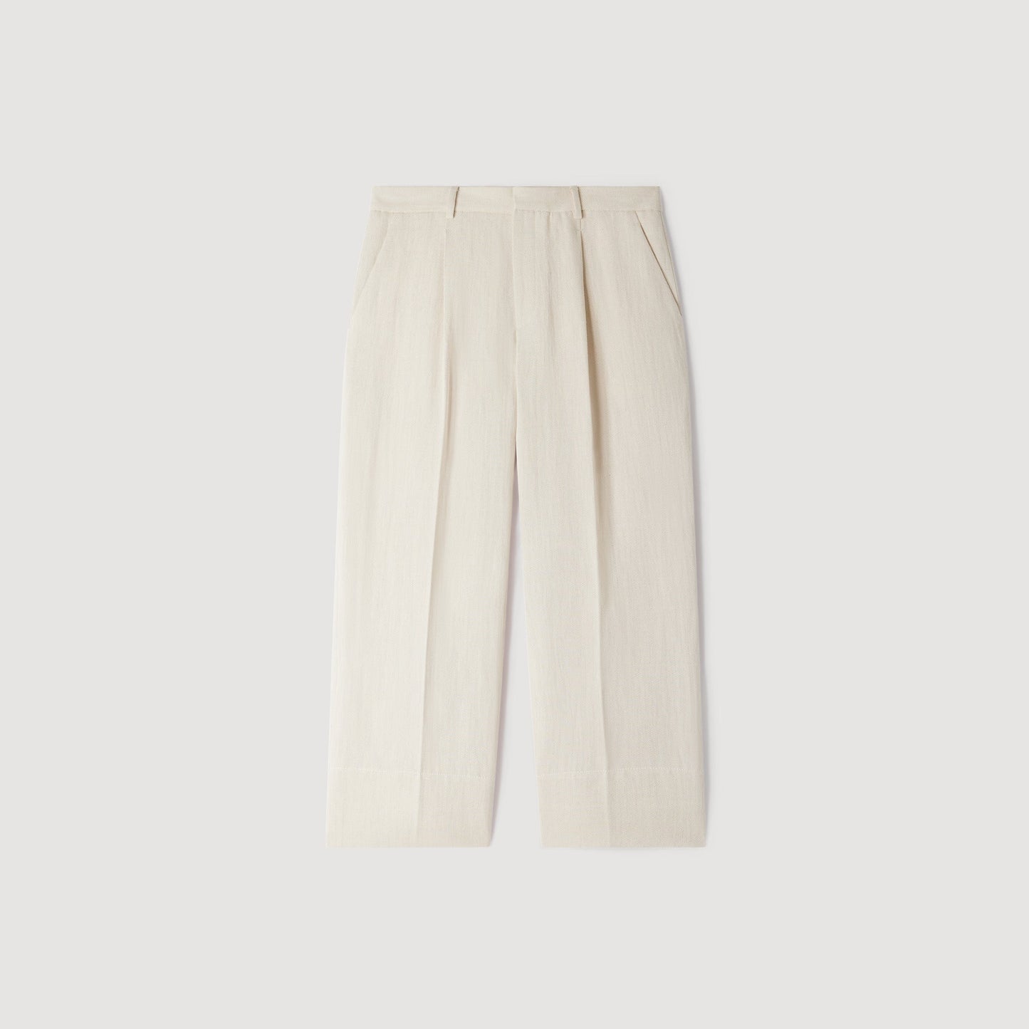 Pierre Pants Linen Wide-Leg Cotton Linen Trousers Ecru