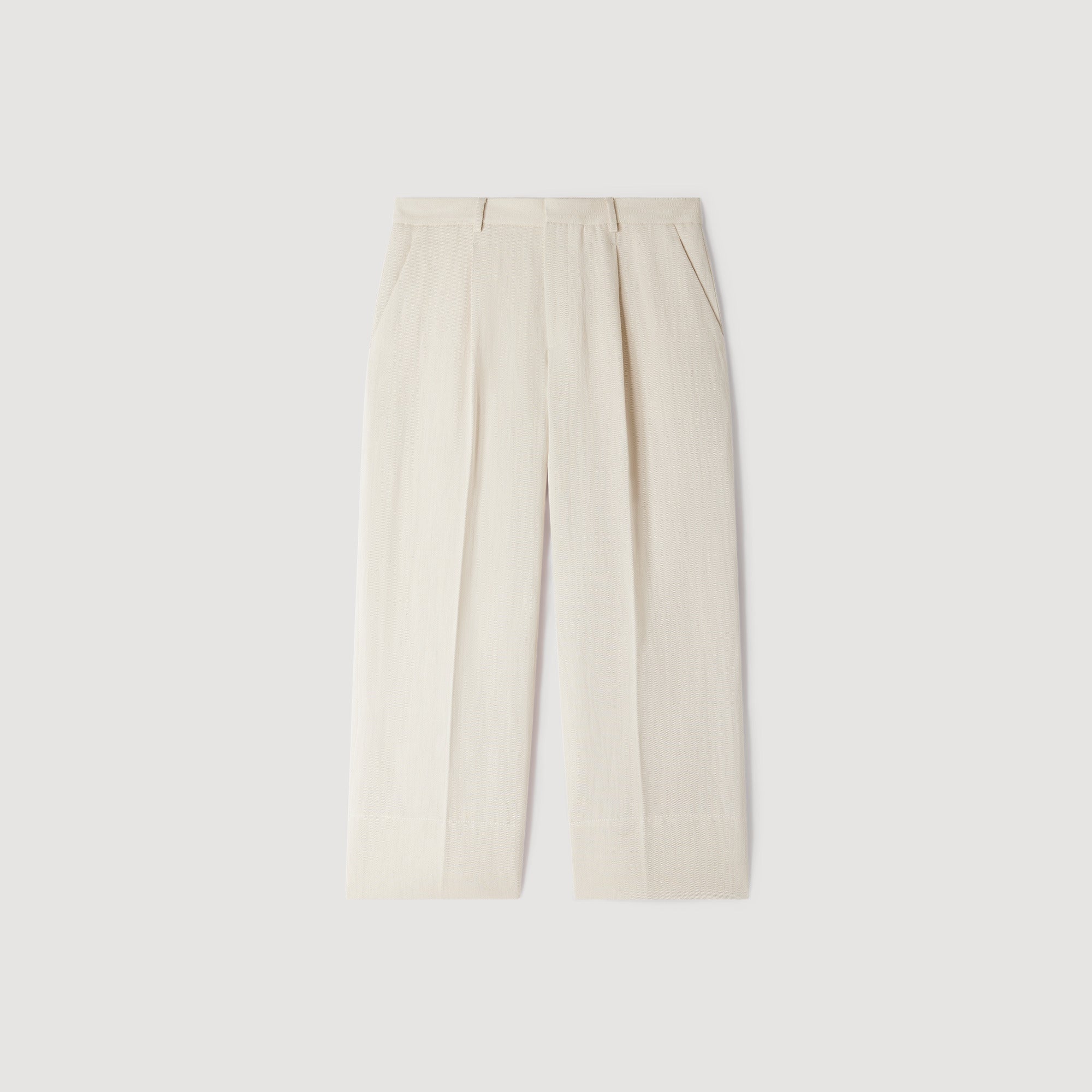 Pierre Pants Linen Wide-Leg Cotton Linen Trousers Ecru