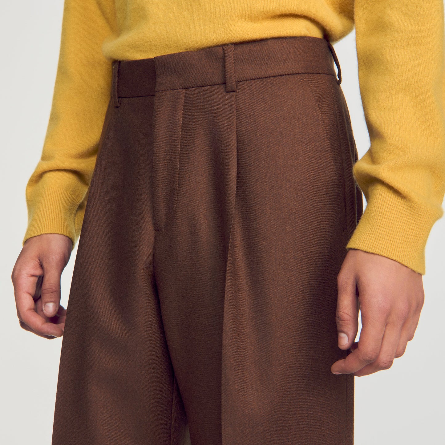 Mode Flannel Wide-leg wool suit trousers Brown