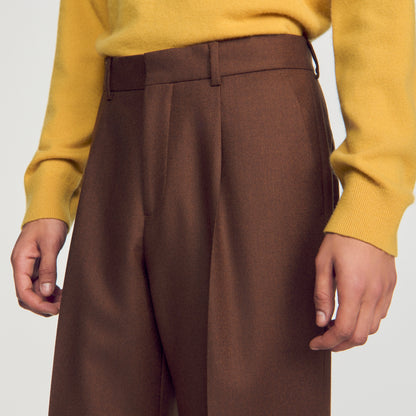 Mode Flannel Wide-leg wool suit trousers Brown