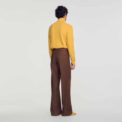 Mode Flannel Wide-leg wool suit trousers Brown