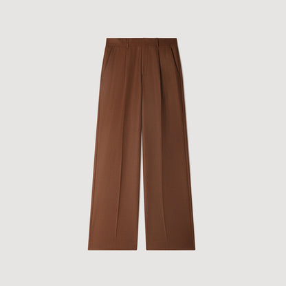Mode Flannel Wide-leg wool suit trousers Brown