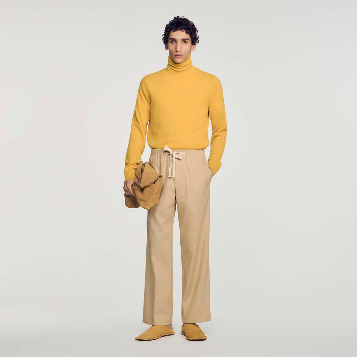 Rope Pant Wide-leg cotton trousers Cappucino