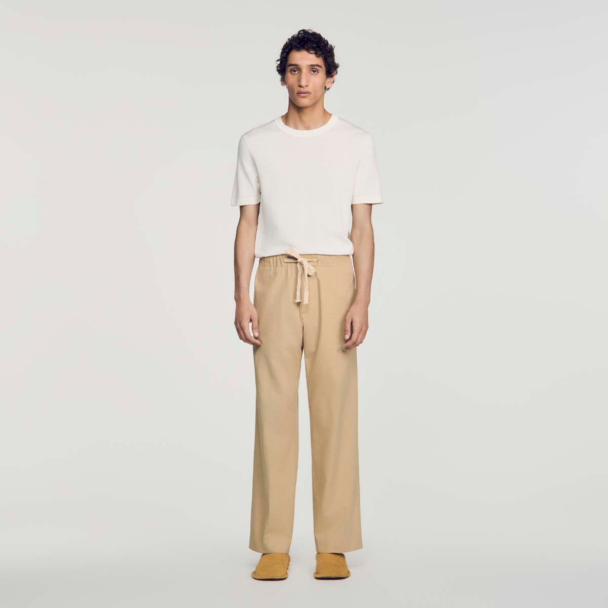 Rope Pant Wide-leg cotton trousers Cappucino