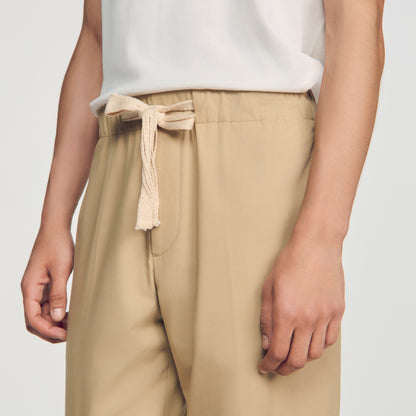 Rope Pant Wide-leg cotton trousers Cappucino