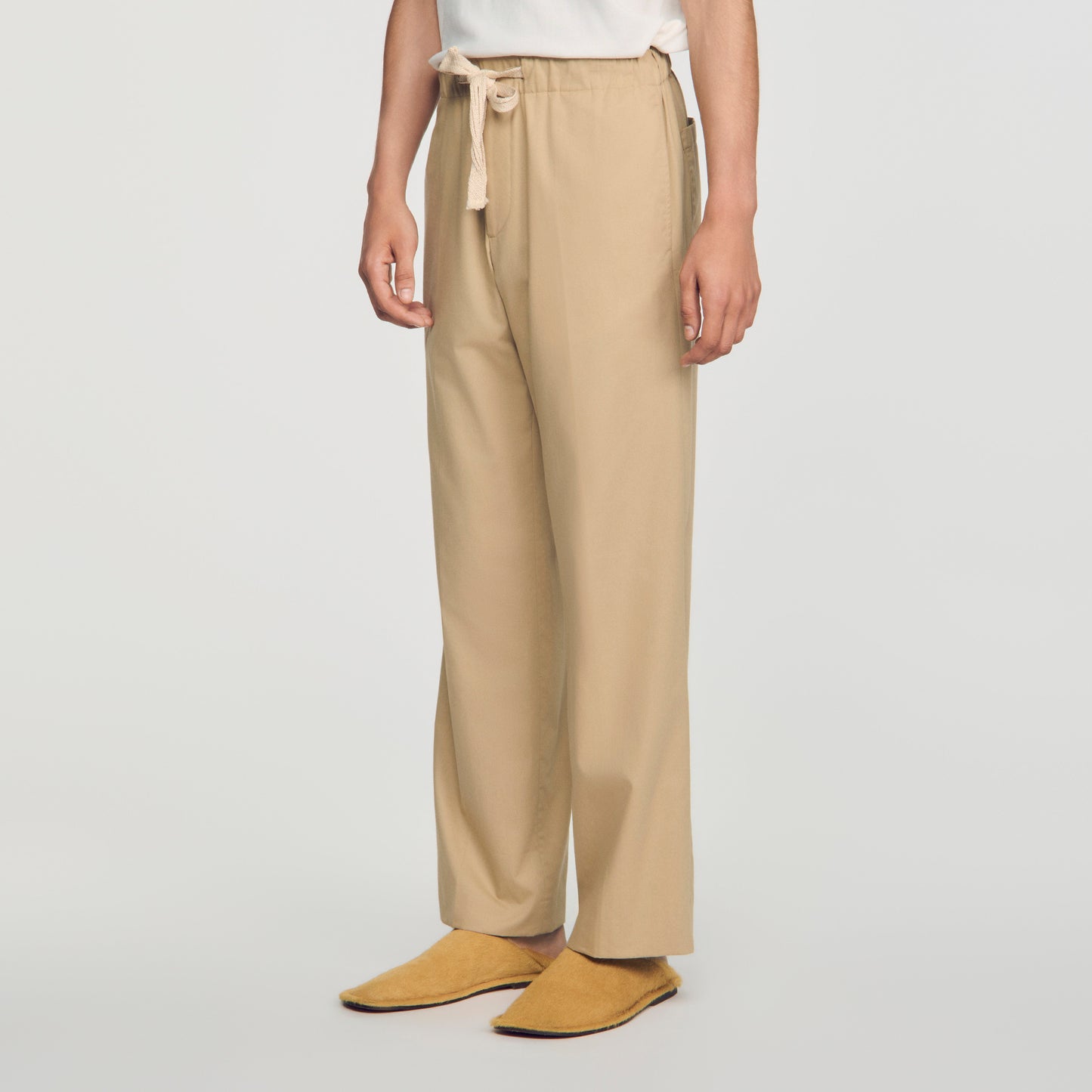 Rope Pant Wide-leg cotton trousers Cappucino