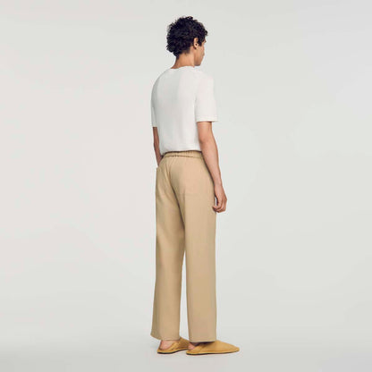 Rope Pant Wide-leg cotton trousers Cappucino