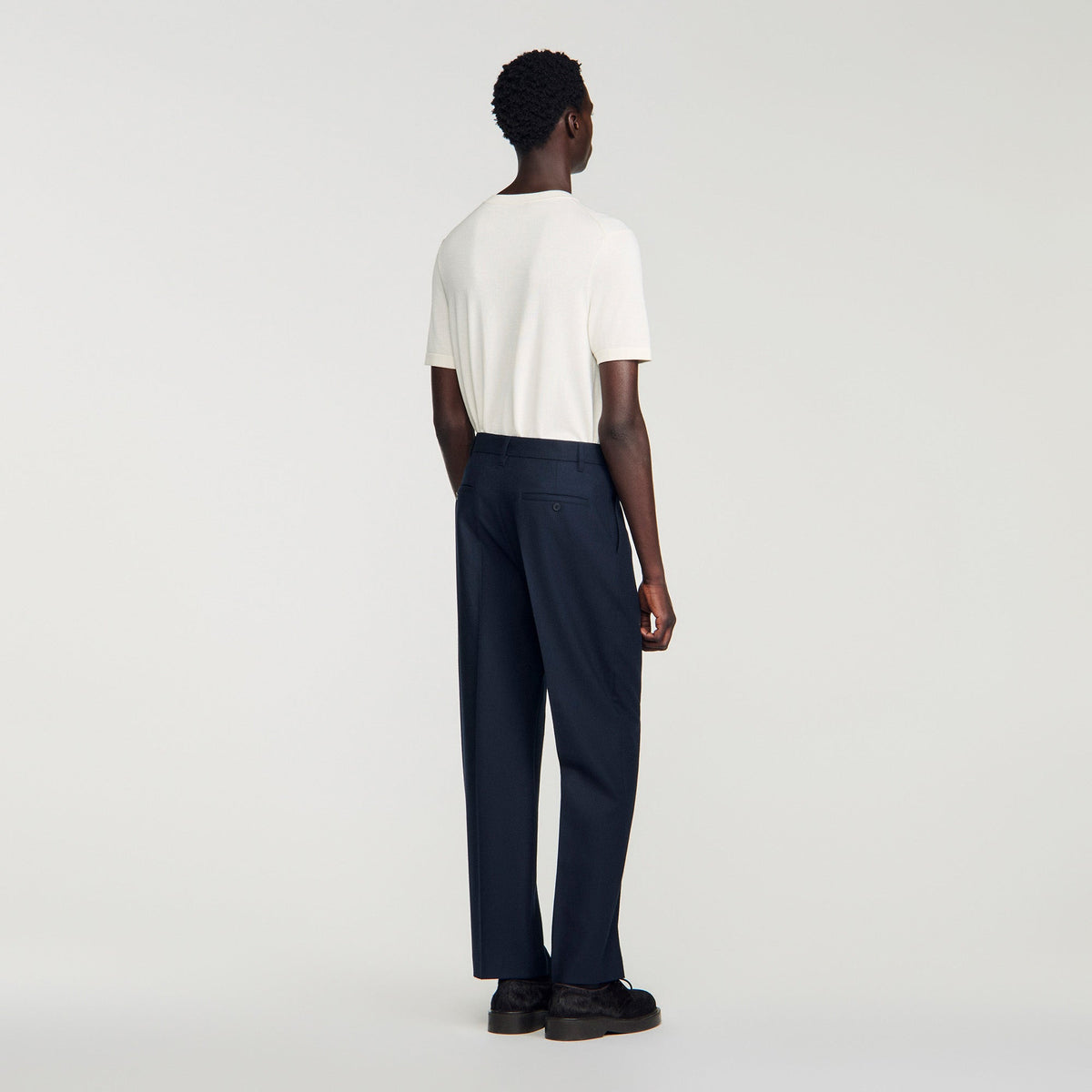 Gerard Pants Flannel Wide-leg wool trousers Navy Blue