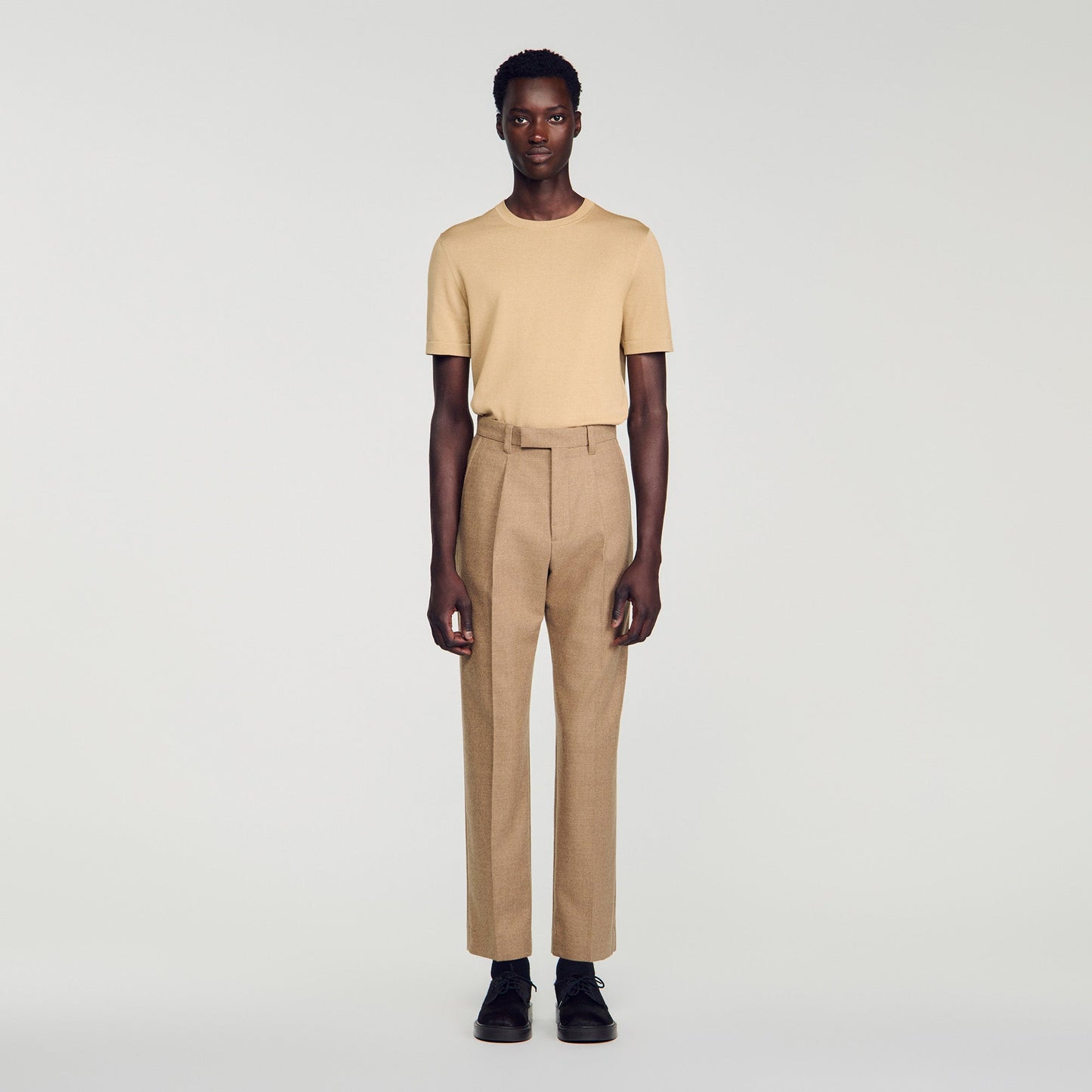 Gerard Pants Flannel Suit Beige Wide-leg wool suit trouser Beige