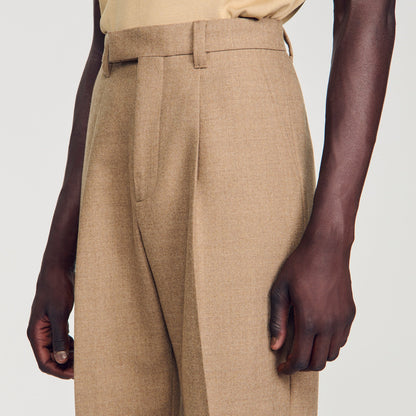 Gerard Pants Flannel Suit Beige Wide-leg wool suit trouser Beige