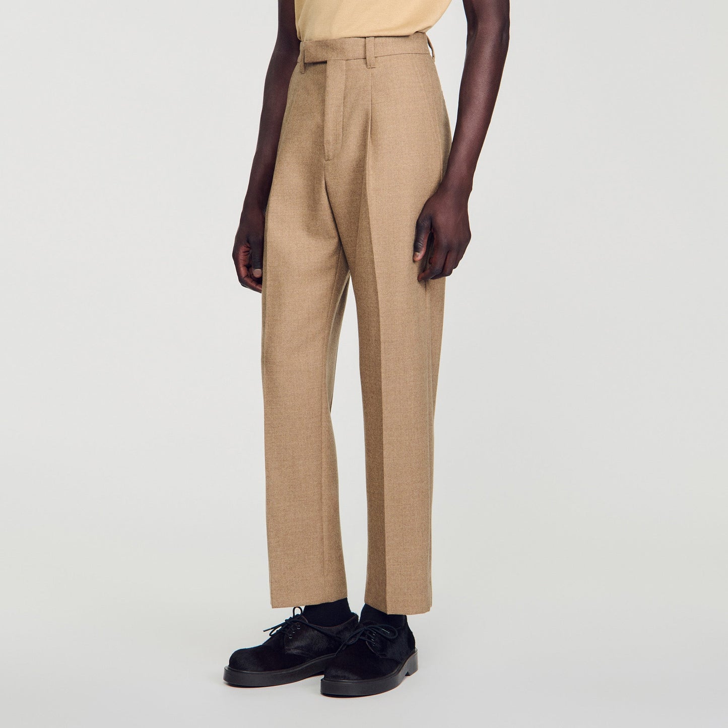Gerard Pants Flannel Suit Beige Wide-leg wool suit trouser Beige