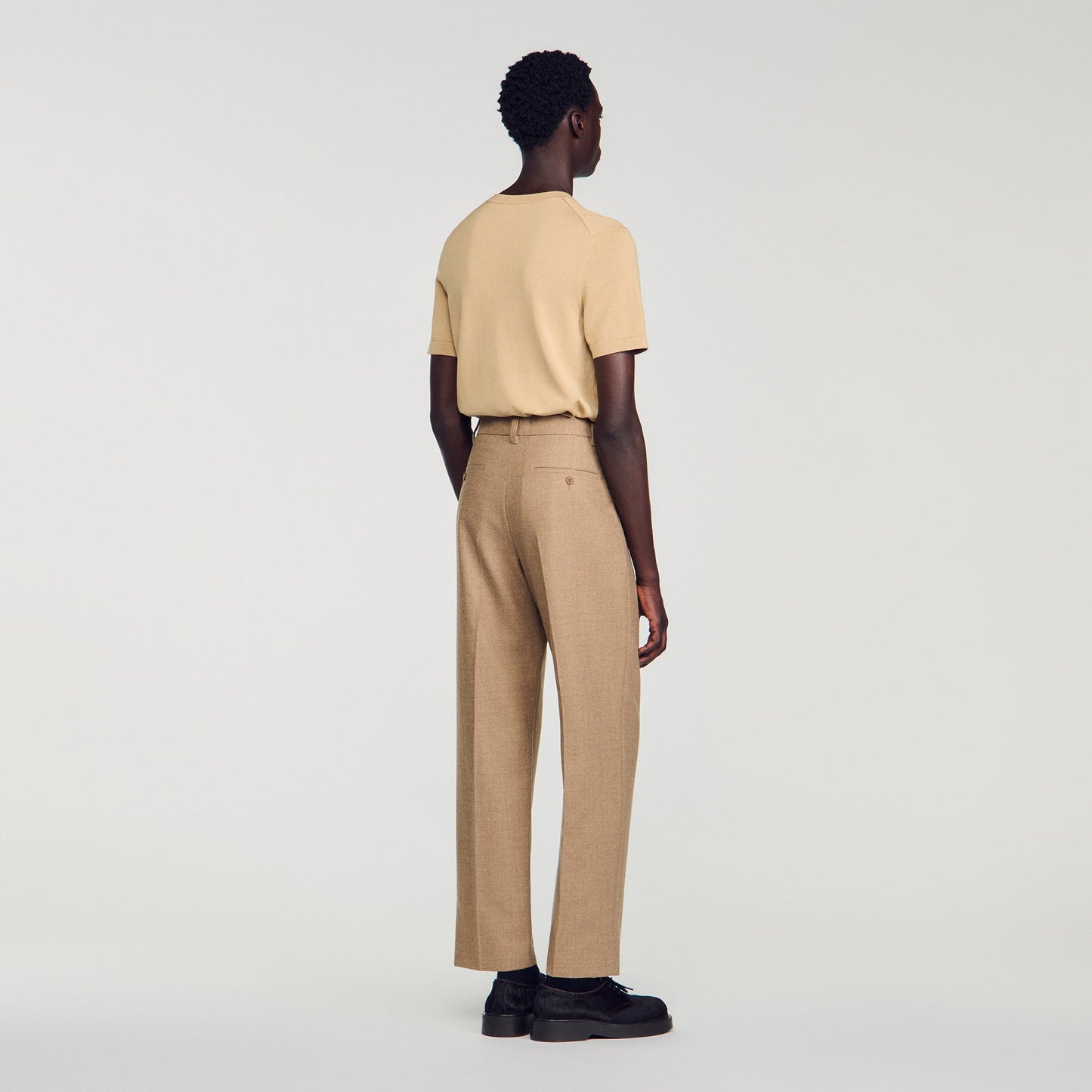 Gerard Pants Flannel Suit Beige Wide-leg wool suit trouser Beige