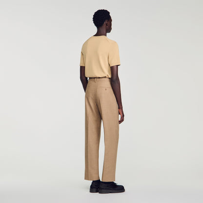 Gerard Pants Flannel Suit Beige Wide-leg wool suit trouser Beige