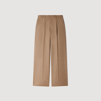 Gerard Pants Flannel Suit Beige Wide-leg wool suit trouser Beige