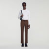 New Alpha Elasticated wool trousers Tabac Fonce