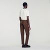 New Alpha Elasticated wool trousers Tabac Fonce