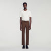 New Alpha Elasticated wool trousers Tabac Fonce