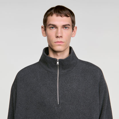 L Fleece Zipped standing collar sweatshirt Dark Grey